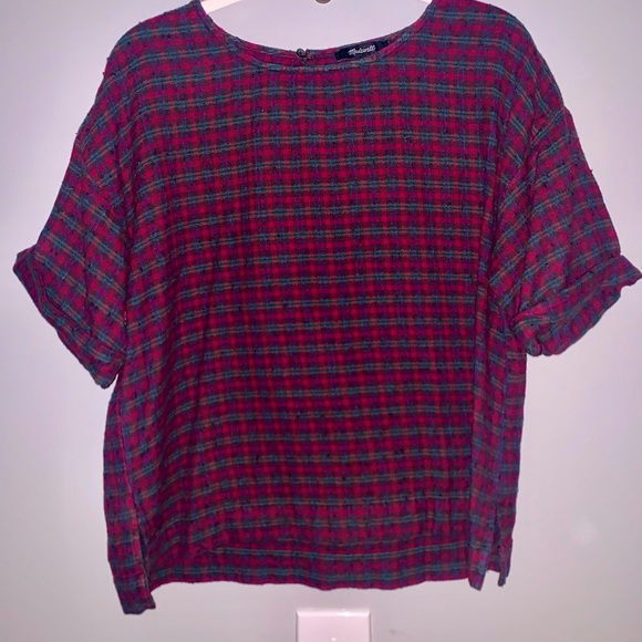 Madewell Red Cuffed Sleeve Boxy Blouse Medium - Picture 3 of 5